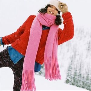 Anthropologie pink fringe Barclays blanket wrap Scarf NEW!